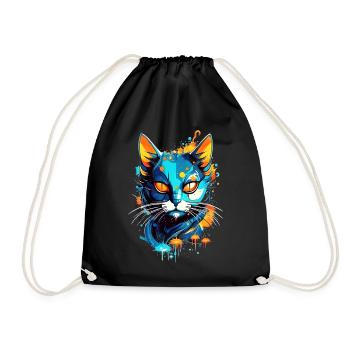 Bunte kosmische Katze - Turnbeutel - Schwarz - Vorne