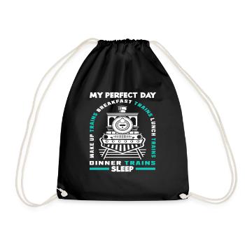 Ma journée parfaite avec les trains Petit-déjeuner Déjeuner - Sac de sport léger - noir - Devant