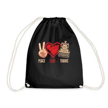 Frieden Liebe Züge Peace Love Trains - Sac de sport léger - noir - Devant