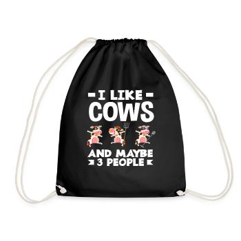 I like cows and maybe three people - Drawstring Bag - black - Front