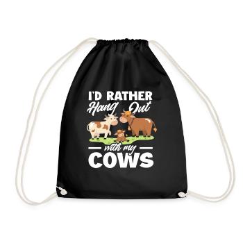 I prefer to hang out with my cows - Drawstring Bag - black - Front