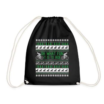 Christmas Cycling Oh What Fun It Is To Ride - Drawstring Bag - black - Front