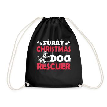 Christmas Furry Dog Rescuer Christmas - Drawstring Bag - black - Front