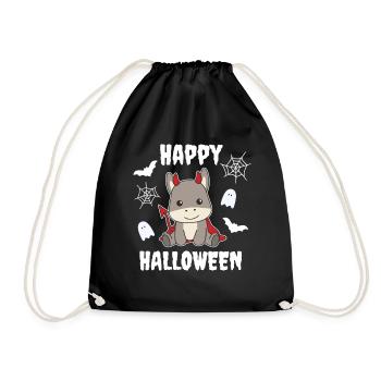 Donkey Happy Halloween Devil Costume - Drawstring Bag - black - Front