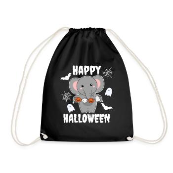 Éléphant Happy Halloween Citrouille Chauve-souris Costume - Sac de sport léger - noir - Devant