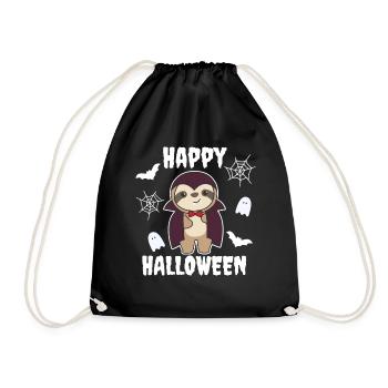 Sloth Happy Halloween Cute Vampire Costume - Drawstring Bag - black - Front