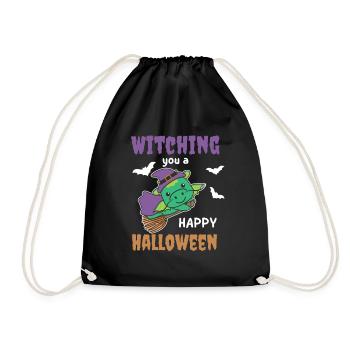 Drache Hexe Witching you a Happy Halloween - Turnbeutel - Schwarz - Vorne
