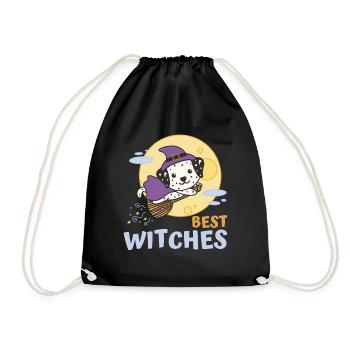 Dalmatian Halloween Witch Kids Witches Best - Drawstring Bag - black - Front