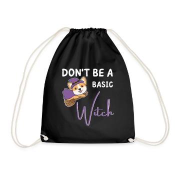 Corgi Halloween Hexen don't be a basic witch - Turnbeutel - Schwarz - Vorne