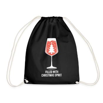 Filled with Christmas spirit - Drawstring Bag - black - Front