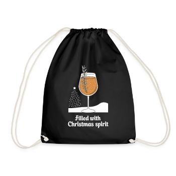 Filled with Christmas spirit - Drawstring Bag - black - Front
