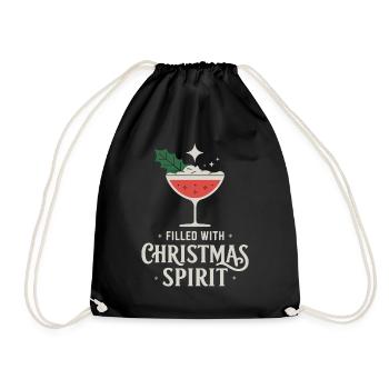 Filled With Christmas Spirit Cocktail Art - Drawstring Bag - black - Front