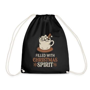 Filled with Christmas spirit and hot - Drawstring Bag - black - Front