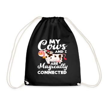 My cows and I are magically connected - Drawstring Bag - black - Front