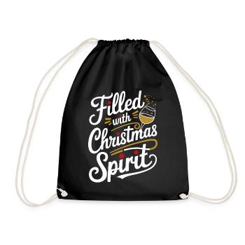 Filled with Christmas spirit - Drawstring Bag - black - Front