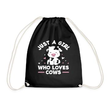 Just a girl who loves cows - Drawstring Bag - black - Front