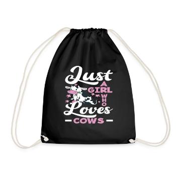 A girl who loves cows - Drawstring Bag - black - Front