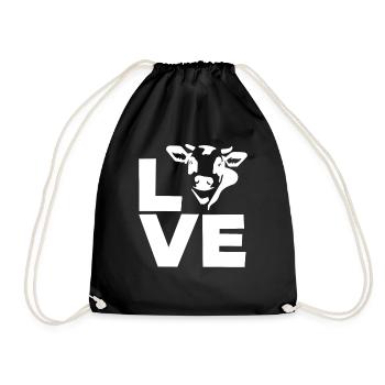 Love cow design for cow lovers - Drawstring Bag - black - Front