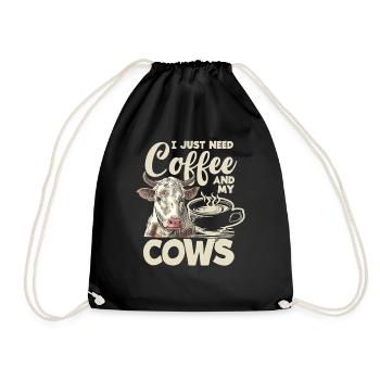 I just need coffee and my cows - Drawstring Bag - black - Front