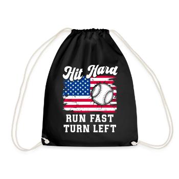 Baseball Sports Baseball Player Pitcher Catcher USA - Drawstring Bag - black - Front
