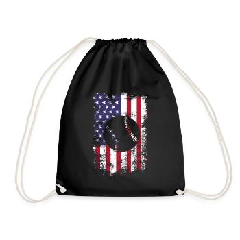 Baseball Sport Baseballspieler Pitcher Catcher USA - Turnbeutel - Schwarz - Vorne