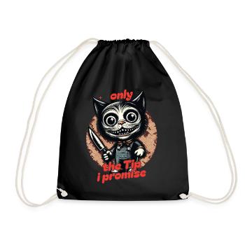 Funny Cat Saying only The Tip Psycho Cat - Drawstring Bag - black - Front