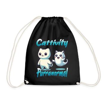 Funny Halloween Outfit with Cute Ghosts Cats - Drawstring Bag - black - Front