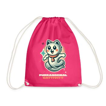 Purranormal Cattivity Spooky Cat Lover - Drawstring Bag - fuchsia - Front