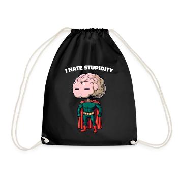 I Hate Stupidity Sarcasm Cartoon Brain Cartoon - Drawstring Bag - black - Front