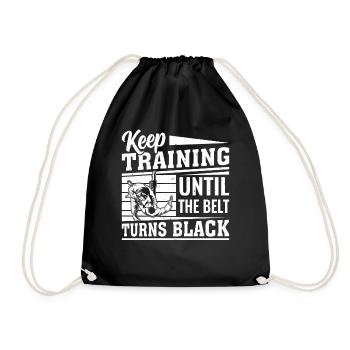 Keep training until the belt turns black - Judo Fi - Turnbeutel - Schwarz - Vorne