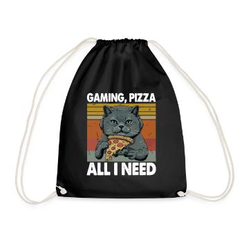 Drôles de chats Jeux Pizza Gamer Gamer Jeux - Sac de sport léger - noir - Devant