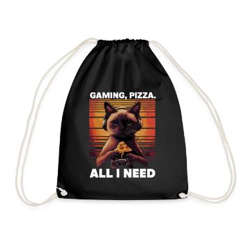 Drôles de chats Jeux Pizza Gamer Gamer Jeux - Sac de sport léger - noir - Devant