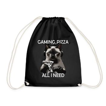 Drôles de chats Jeux Pizza Gamer Gamer Jeux - Sac de sport léger - noir - Devant