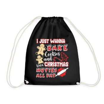 Christmas Bake Cookies And Watch Christmas - Drawstring Bag - black - Front