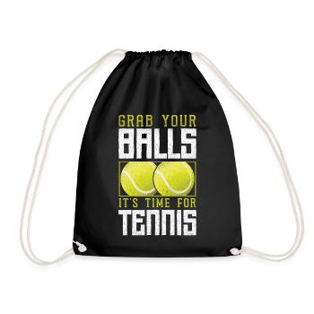 Funny Tennis Player Racket Pun - Drawstring Bag - black - Front