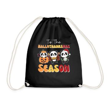Tis' the Hallothanksmas Season Panda - Turnbeutel - Schwarz - Vorne