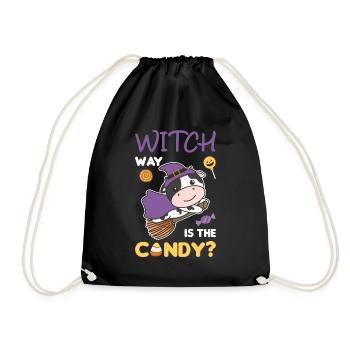 Vache Sorcières Manière Sorcière est le bonbon Joyeux Halloween - Sac de sport léger - noir - Devant