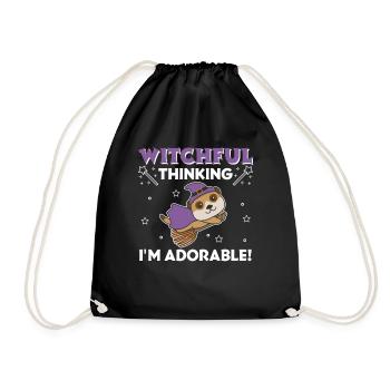 Meerkat Halloween Witch Witches I'm Adorable - Drawstring Bag - black - Front