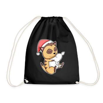 Erdmännchen Niedlich Müde Ausschlafen Weihnachten - Turnbeutel - Schwarz - Vorne
