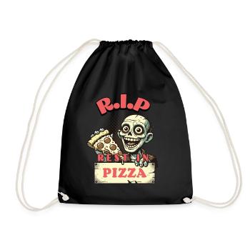 Rest In Pizza Lustiger Pizzaliebhaber Spruch - Turnbeutel - Schwarz - Vorne