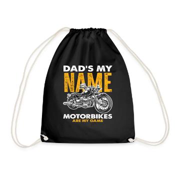 Papa Ist Mein Name Motorräder Sind Mein Spiel - Turnbeutel - Schwarz - Vorne