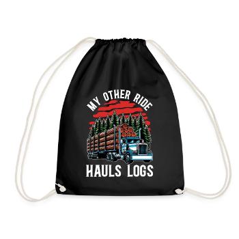 Logging My Other Ride Hauls Logs Arborist Logger - Drawstring Bag - black - Front