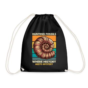 Fossil Hunter Hunting Fossils Where Paleontology - Drawstring Bag - black - Front