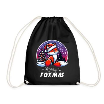Christmas Merry Foxmas Fox Snow Fox Nature - Drawstring Bag - black - Front