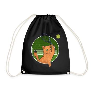 Drôle de joueur de tennis raquette chat - Sac de sport léger - noir - Devant