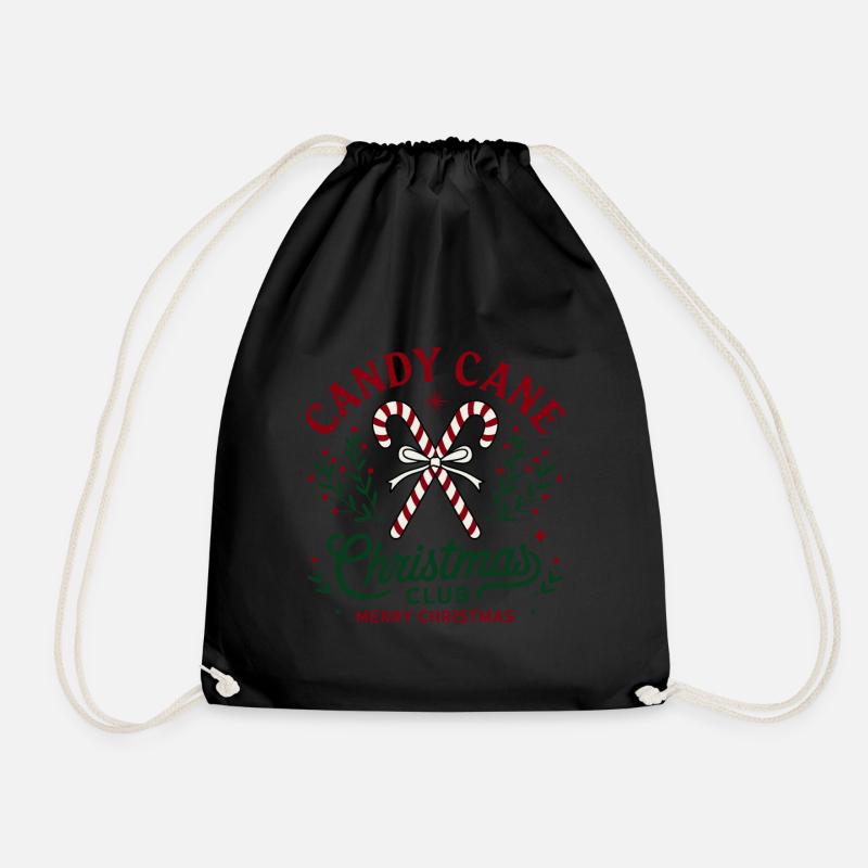 Candy Cane Partner Look for Christmas - Drawstring Bag - black