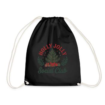 Holly Jolly Social Club - Weihnachtsfreude - Turnbeutel - Schwarz - Vorne