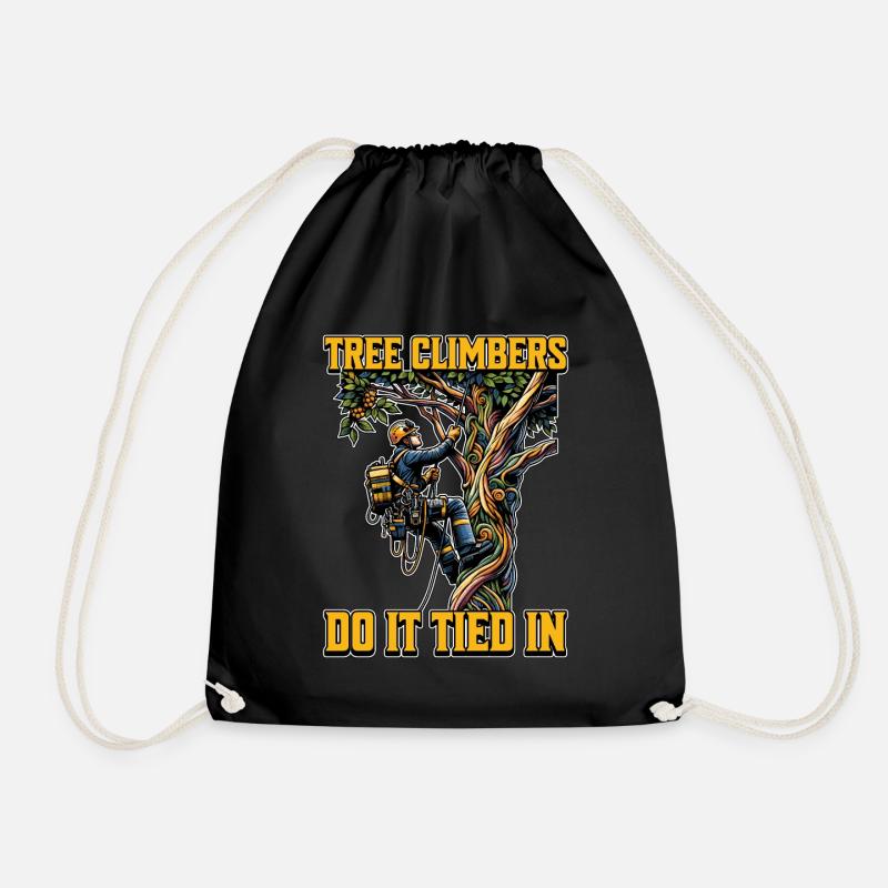 Tree Surgeon Tree Climbers Do It Arboriculturist - Drawstring Bag - black