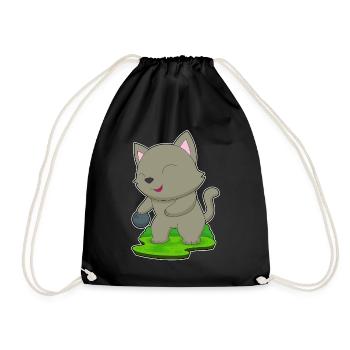 Cat Bowling Bowling Ball - Drawstring Bag - black - Front
