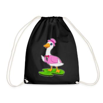 Ente Bräutigam Zylinder Hochzeit - Turnbeutel - Schwarz - Vorne